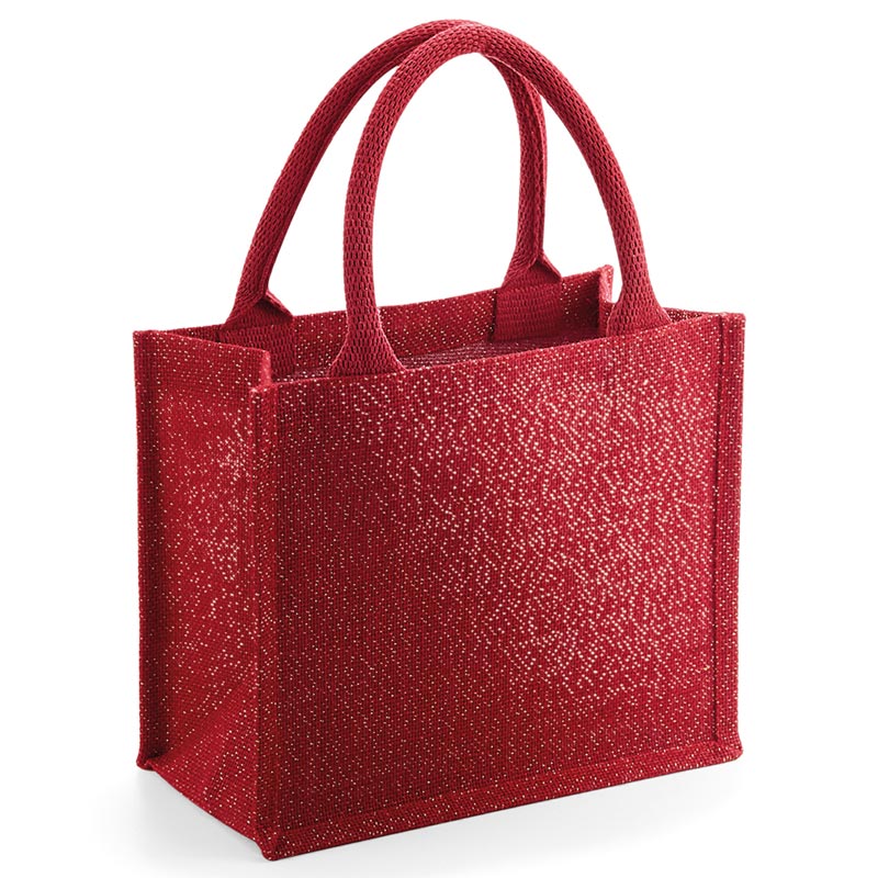 Shimmer jute mini gift bag - Red/Gold One Size